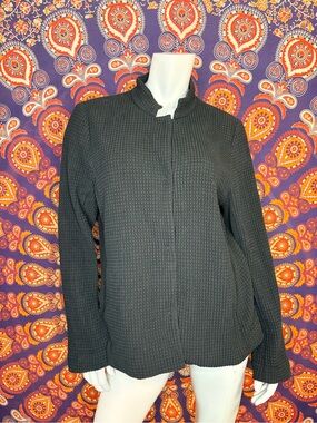 Eileen Fisher Black Textured Waffle Jacket